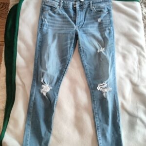 Abercrombie & Fitch Light Blue Distressed Skinny Jeans